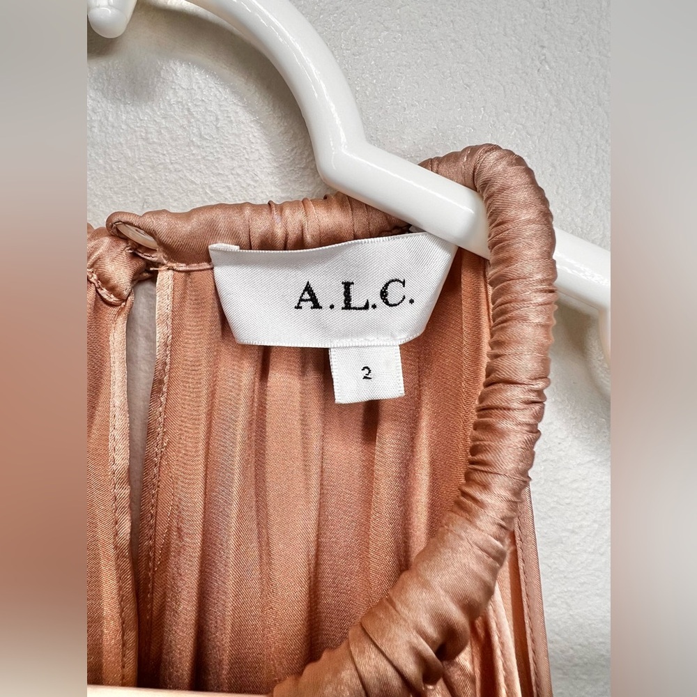 A.L.C Renzo II Satin Pleated In Bella Nude Dress Size 2/XS EUC - Picture 6 of 9